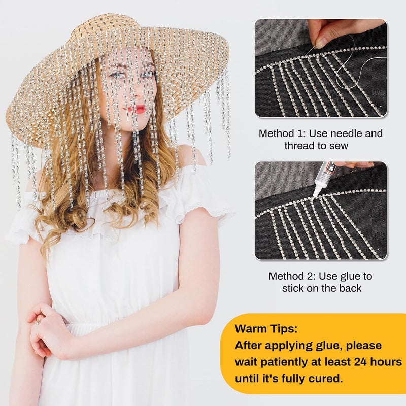 LifeisLuck Crystal Rhinestone Close Chain Trim with B7000 Jewelry Glue, 11 Yards 4MM Silver with Clear Beads B-7000 Glue Rhinestones Chain for Crafts Sewing DIY Jewelry Wedding Decoration Sewing Beaded Trim - Image 4